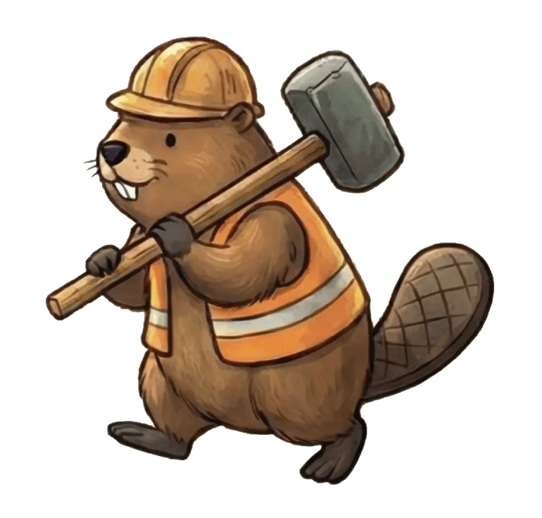 beaver with a hardhat and sledge hammer representing the infrastructure extension
