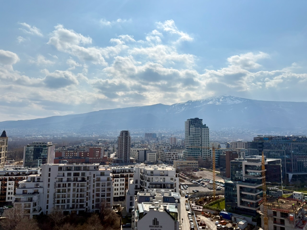 Rooftop view from the SAP Center Sofia towards Vitosha mountain